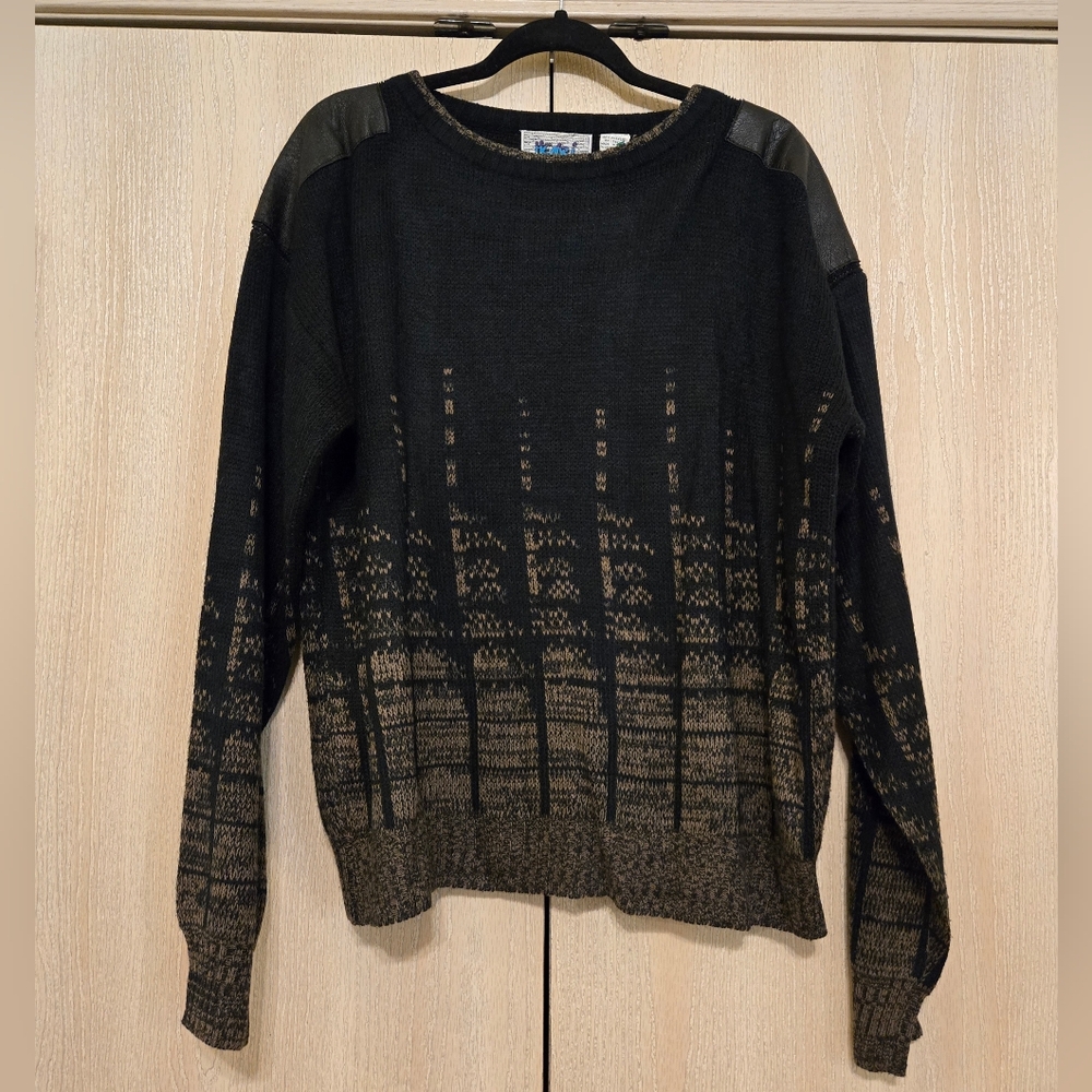 Henri Valdise Vintage Men's Acrylic Knit Crewneck Sweater 90s 80s